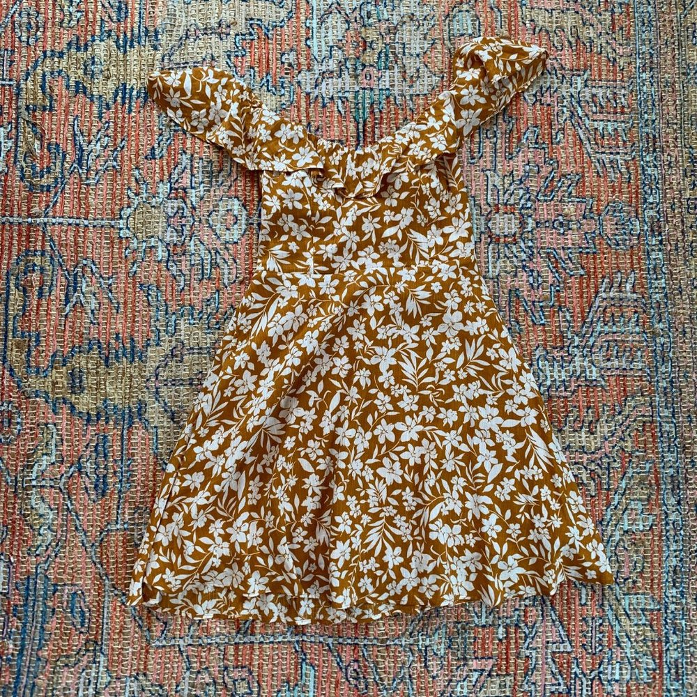 Mustard Floral Fit and Flare Dress - Picture 7 of 8